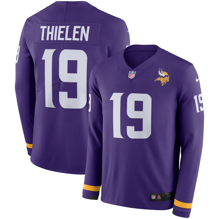 Men Minnesota Vikings #19 Thielen purple  Limited NFL Nike Therma Long Sleeve Jersey